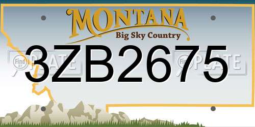 3ZB2675 Montana License Plate