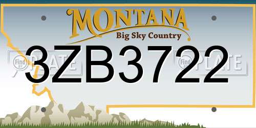 3ZB3722 Montana License Plate