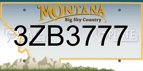 3ZB3777 Montana License Plate