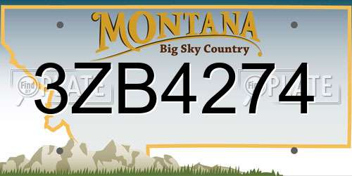 3ZB4274 Montana License Plate