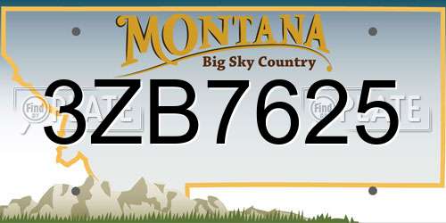 3ZB7625 Montana License Plate
