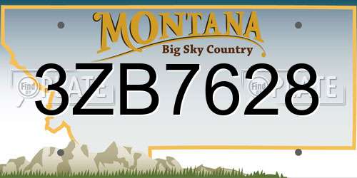 3ZB7628 Montana License Plate