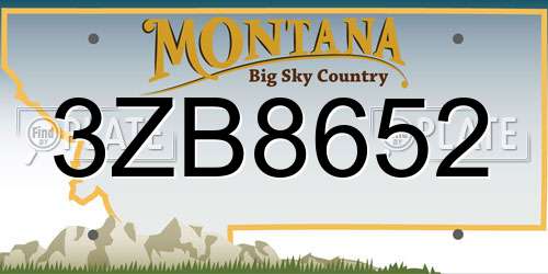 3ZB8652 Montana License Plate