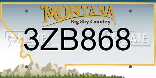 3ZB868 Montana License Plate