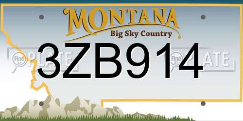 3ZB914 Montana License Plate