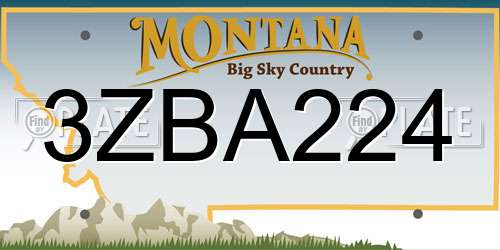 3ZBA224 Montana License Plate