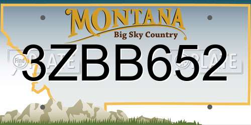 3ZBB652 Montana License Plate