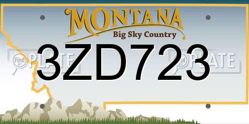 3ZD723 Montana License Plate