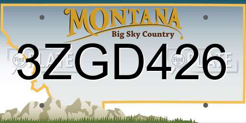 3ZGD426 Montana License Plate