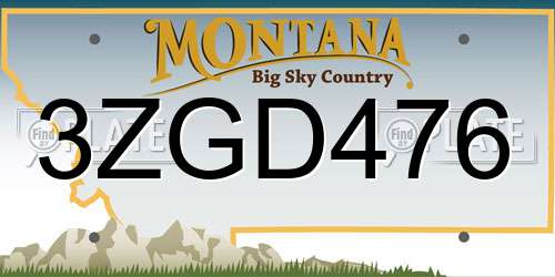 3ZGD476 Montana License Plate