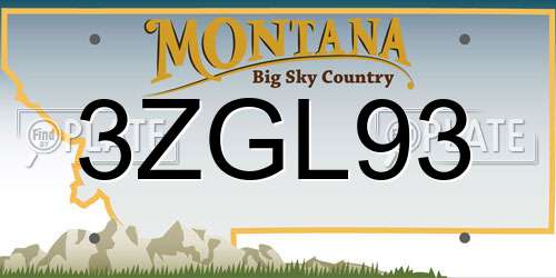 3ZGL93 Montana License Plate