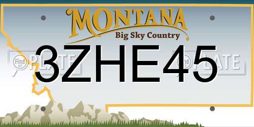 3ZHE45 Montana License Plate