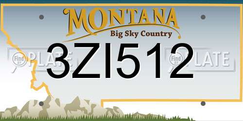 3ZI512 Montana License Plate