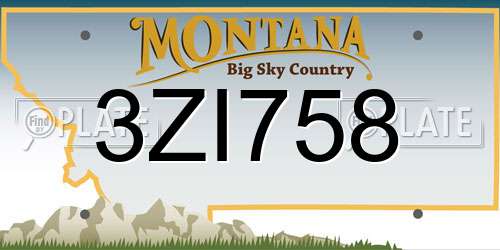 3ZI758 Montana License Plate