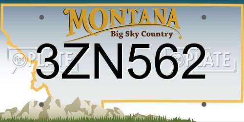 3ZN562 Montana License Plate