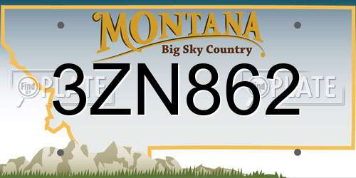 3ZN862 Montana License Plate
