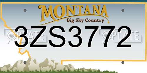 3ZS3772 Montana License Plate