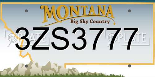 3ZS3777 Montana License Plate