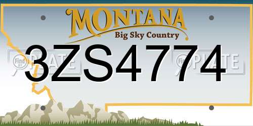 3ZS4774 Montana License Plate