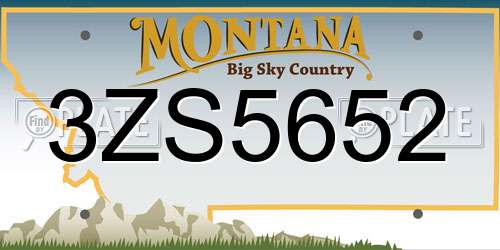 3ZS5652 Montana License Plate