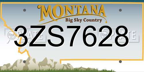 3ZS7628 Montana License Plate