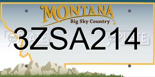 3ZSA214 Montana License Plate