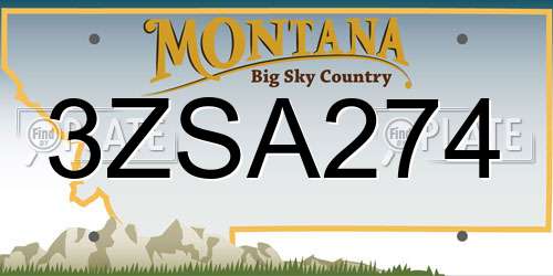 3ZSA274 Montana License Plate