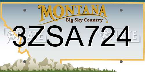 3ZSA724 Montana License Plate