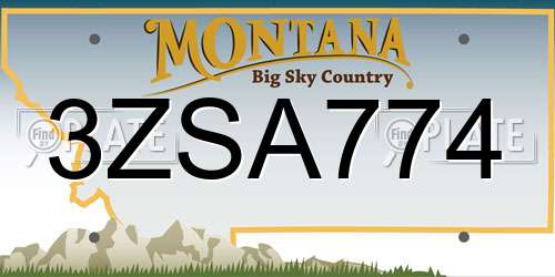 3ZSA774 Montana License Plate