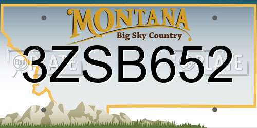 3ZSB652 Montana License Plate