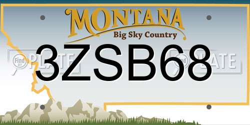 3ZSB68 Montana License Plate
