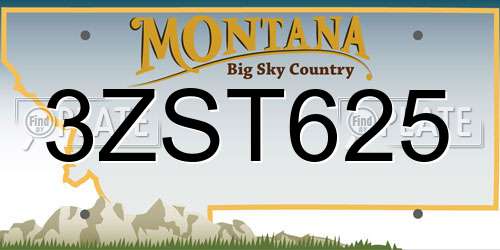 3ZST625 Montana License Plate