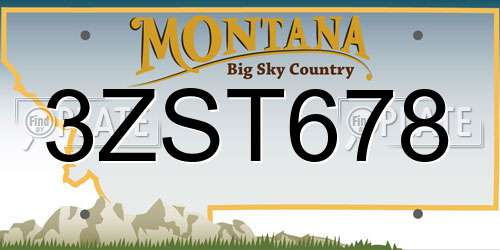 3ZST678 Montana License Plate