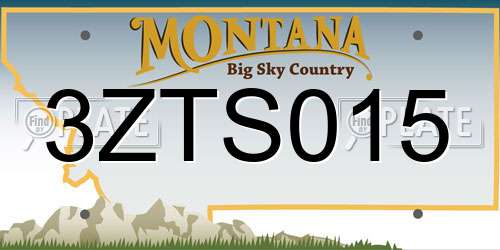 3ZTS015 Montana License Plate