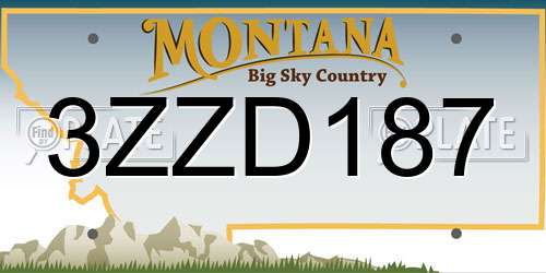 3ZZD187 Montana License Plate