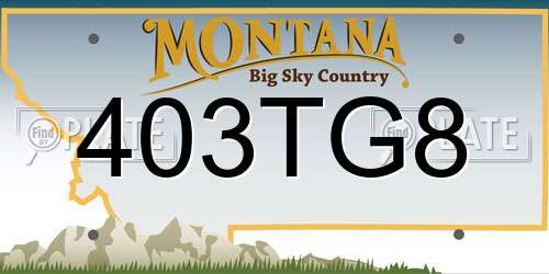 403TG8 Montana License Plate