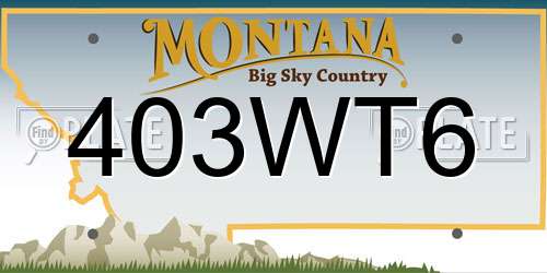 403WT6 Montana License Plate