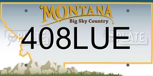 408LUE Montana License Plate