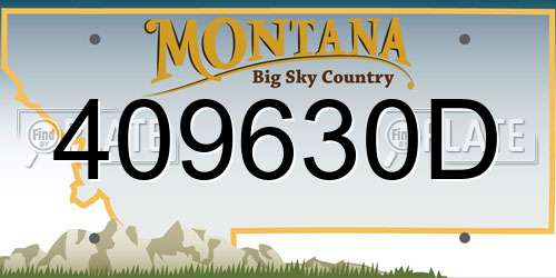 409630D Montana License Plate