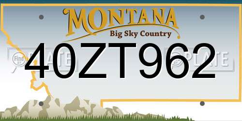 40ZT962 Montana License Plate