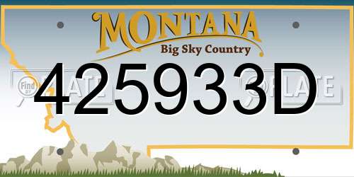 425933D Montana License Plate