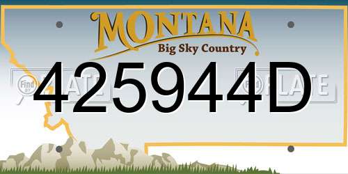 425944D Montana License Plate