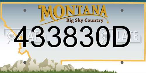 433830D Montana License Plate
