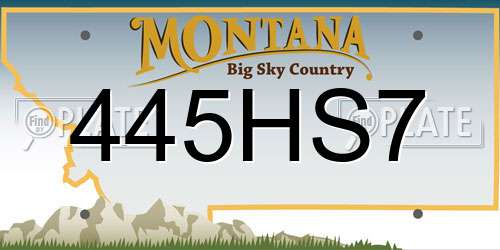 445HS7 Montana License Plate