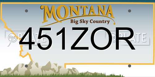 451ZOR Montana License Plate