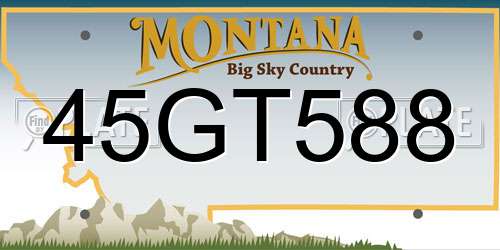 45GT588 Montana License Plate
