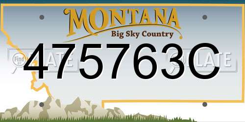 475763C Montana License Plate