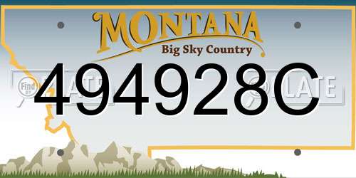 494928C Montana License Plate