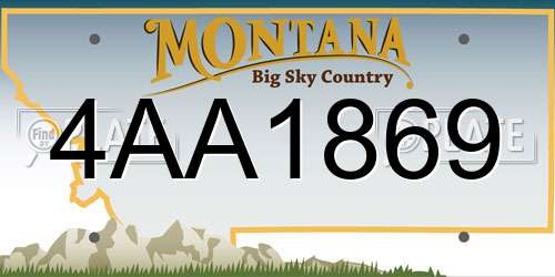 4AA1869 Montana License Plate