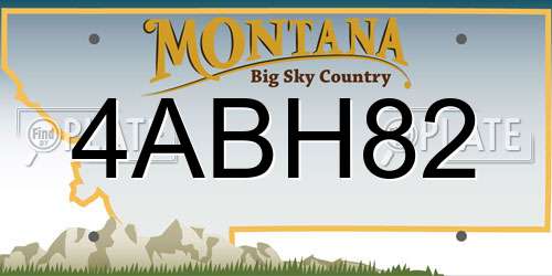 4ABH82 Montana License Plate